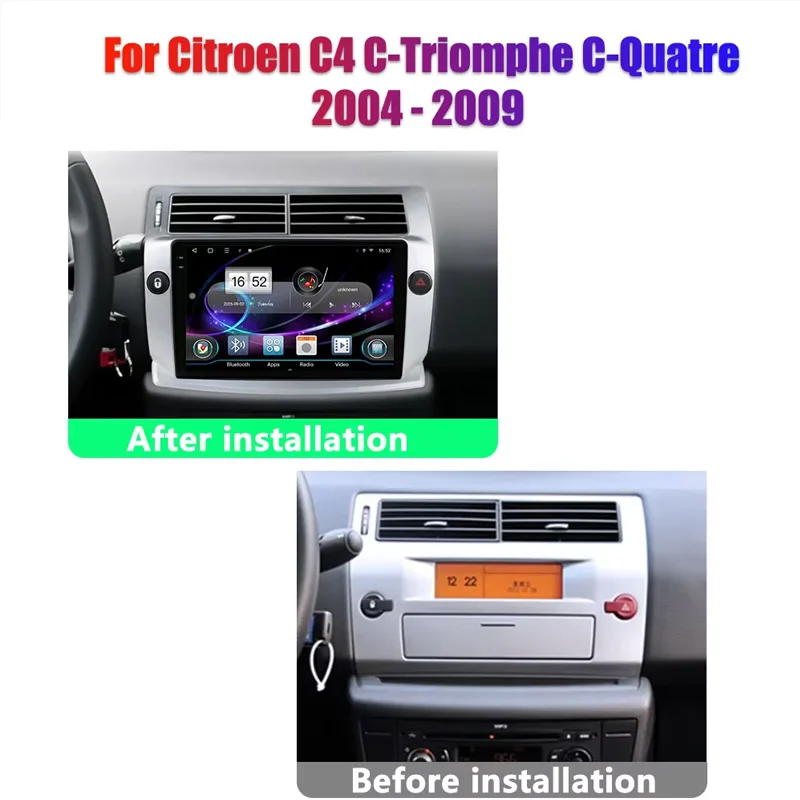 

Мультимедийная стереосистема Android 16 с 2K Incell экраном для Citroen C4 C-Triomphe Quatre 2004-2014, Plug and Play, высокопроизводительный процессор