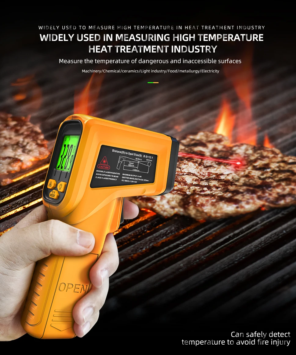 BSIDE Infrared Thermometer -50~530C  Meter Non-contact Laser Thermometers Pyrometer Professional 12:1 Digital IR-LCD Temperature