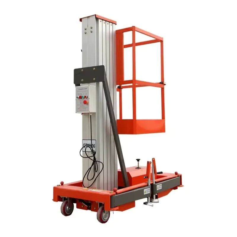 

2024 Aluminium Alloy Lift Platform Single Mast Design 9m Lifting 500kg Load Emergency Stop Function Industrial Use for Sale