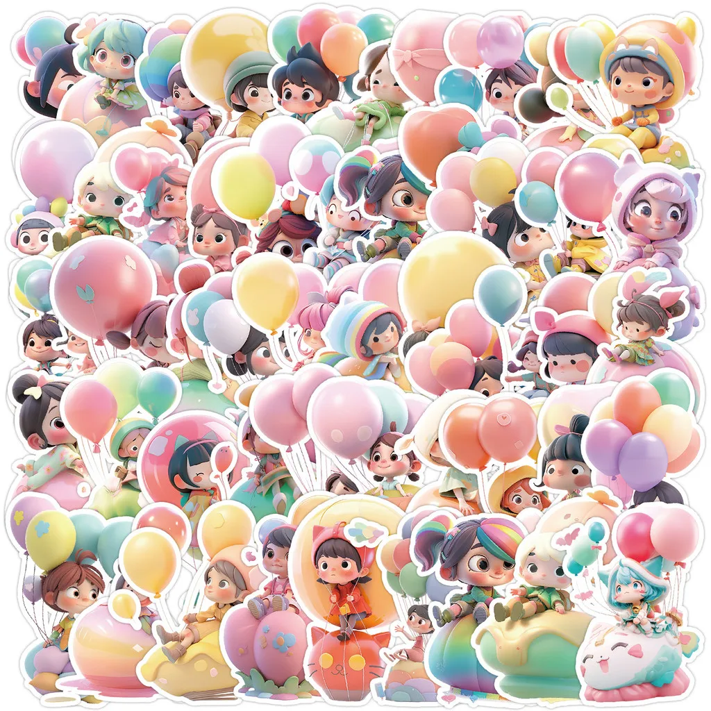 50 Stück 3D-Stereo-Ballon-Graffiti-Aufkleber für Kinder – wasserfeste Dekoration für Wasserbecher und Computer, AnimeWorlds Store