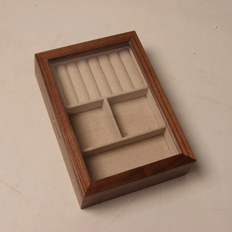 

Portable Wooden Jewelry Storage Boxes Small Ring Box Bracelets Display Necklace Organizer Showcase Earrings Walnut Wood Boxes