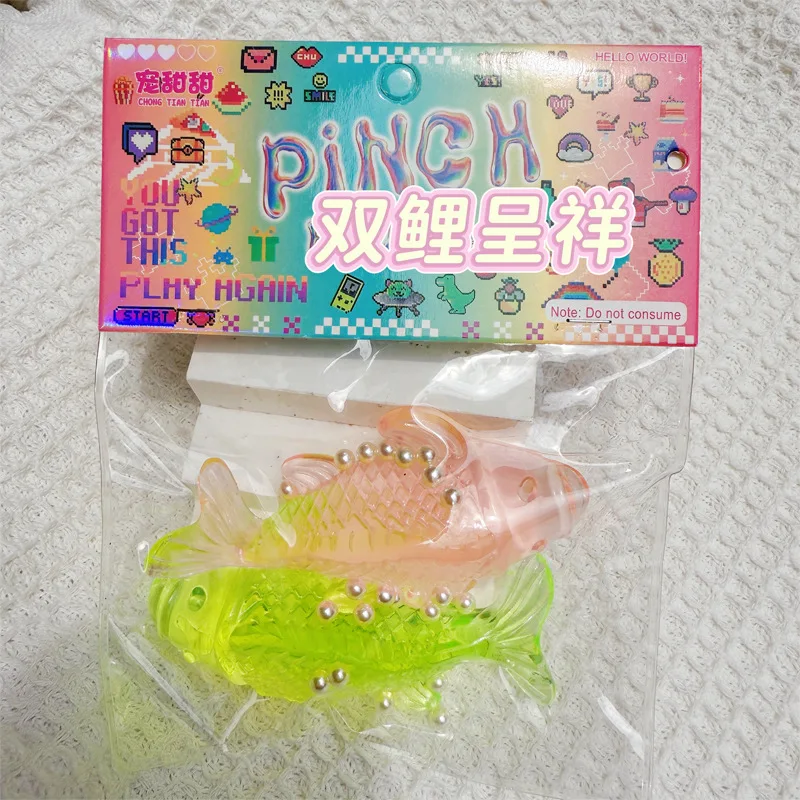 ทาบา สควอชชี่ คาวาอิปลาทองสองสี Fidget Kids Sensory Squeeze Toys Office Party Memories Anti-Anxiety Hand Toys Holiday Gift