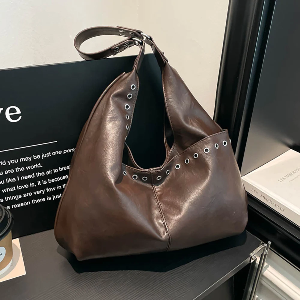 

Women Large Capacity Soft Shoulder Bag Korean Style Solid Color Buckle Versatile Underarm Bags Commute All-Match Tote Handbags