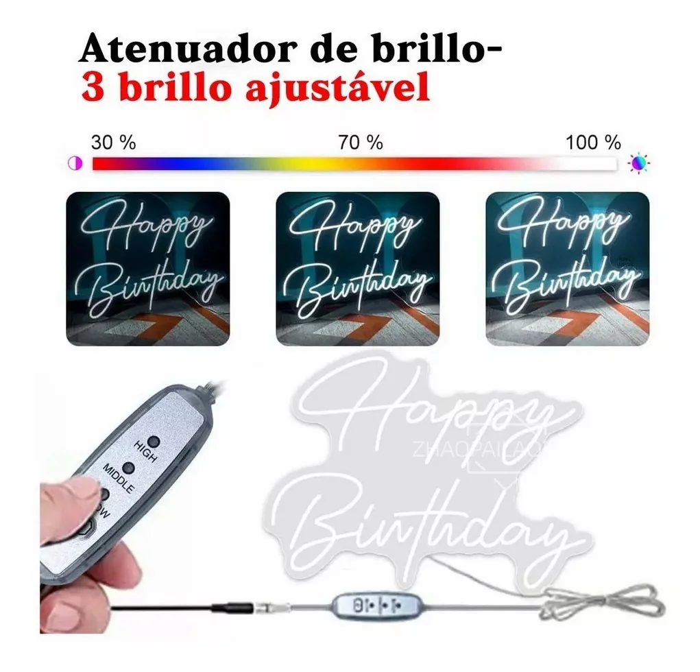 Feliz Aniversario-letrero de neón con luces Led, decoración de feliz cumpleaños, letrero Led de neón para fiesta, decoración de habitación, luz de neón colgante de pared, regalos