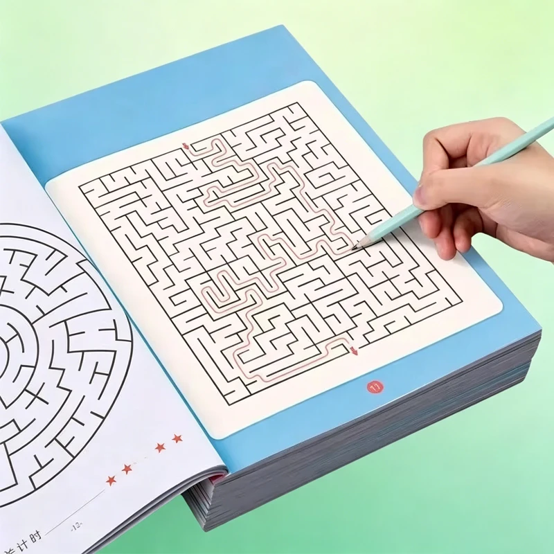 64-Page Children's Maze Game Book for Student Concentration Training, Intelligence Development, Early Education Toy For Kid Gift