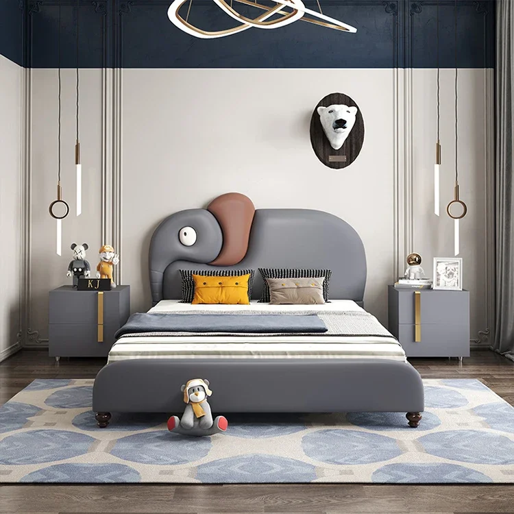 Special new design house bedroom furniture queen double single children kids bed for boy