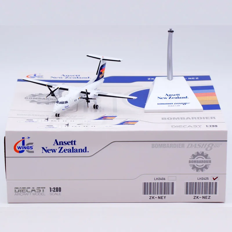 

LH2425 Alloy Collectible Plane Gift JC Wings 1:200 Ansett New Zealand Bombardier Dash8-Q100 Diecast Aircraft Model ZK-NEZ