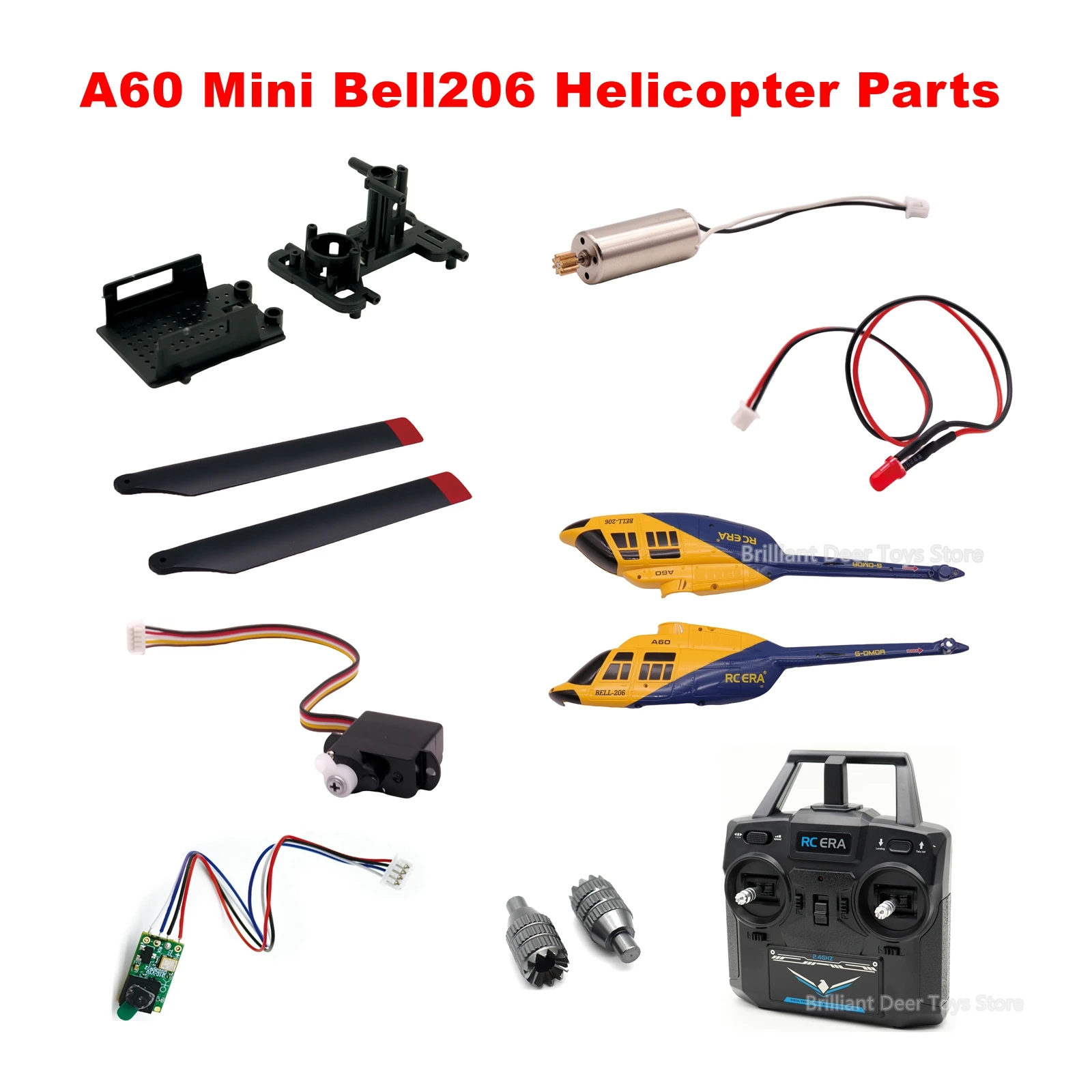

Запасные части для вертолета со стабилизированным гироскопом для RC ERA A60 Mini Bell206, ручка лезвия фюзеляжа и аккумулятор