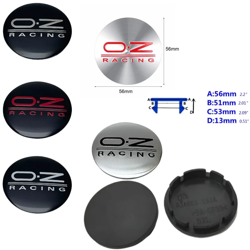 4pcs 56mm OZ Racing Car Wheel Center Hub Caps O.Z Logo Badge Emblem Cap Cover Wheel Rim Decoration Accessories