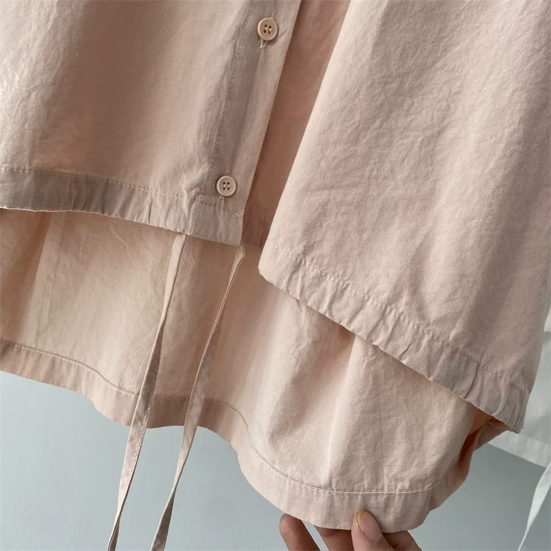 

Short-sleeved Women's Shirt 2026 Summer Casual Simple Slash Placket Loose Blouse Versatile Thin Tops