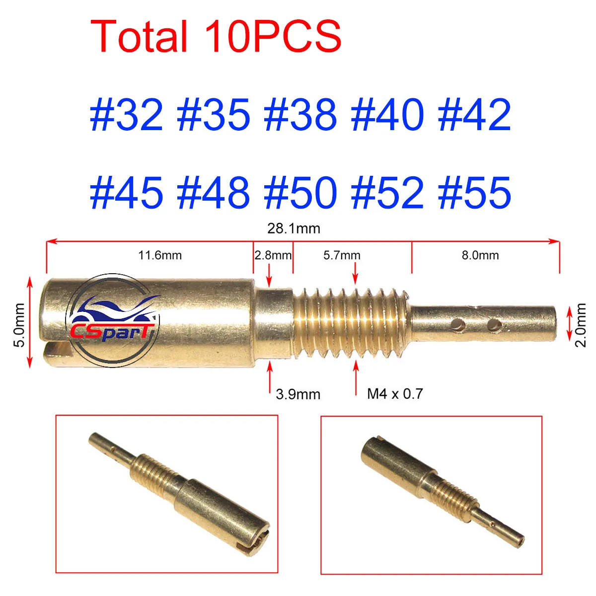 28MM M4 #30 to #80 Carburetor Slow Pilot Jet  For Mikuni VM28/486 Kawasaki KZ Z1  RS34 - 40 TM33-40 BS Vice Injector Nozzle