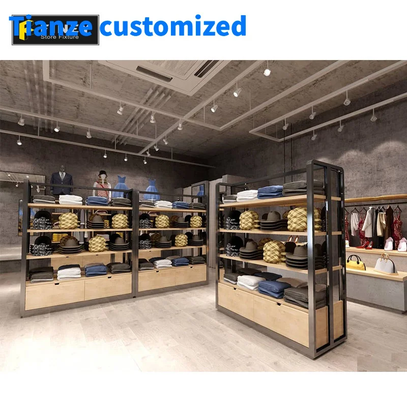 

（customized）Custom Clothing Shop Fittings and Display Wood Clothing Retail Display Clothing Store