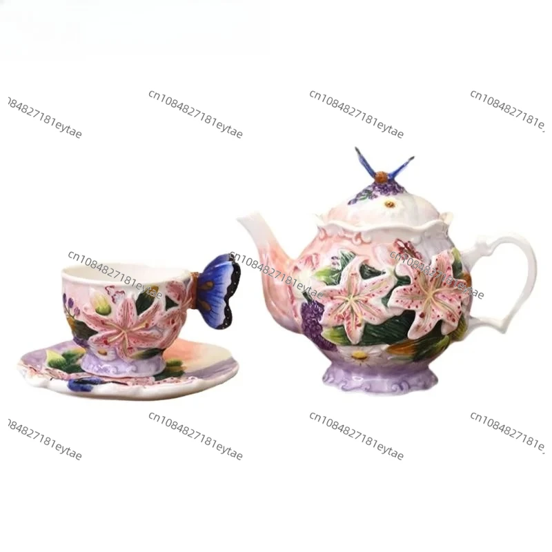 

Набор керамических чашек с блюдцами, чайный сервиз для черного чая, кофейный набор для дома, для послеобеденного чая, кофейник, изысканный, премиум, новый, подарок для дома