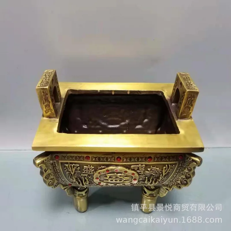 Pure Bronze Tripod Decoration Quadripod Shengding Qianqiu Ding Incense Burner Home Desktop Store Housewarming Gift