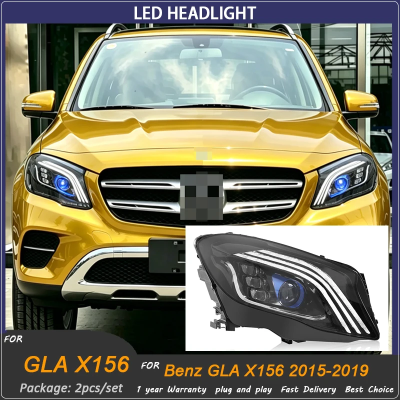 Car Accessories Headlight Light For Benz GLA X156 2015-2019  Maybach Style Upgrade Projector Front Headlamp DRL Turn Signal Lamp