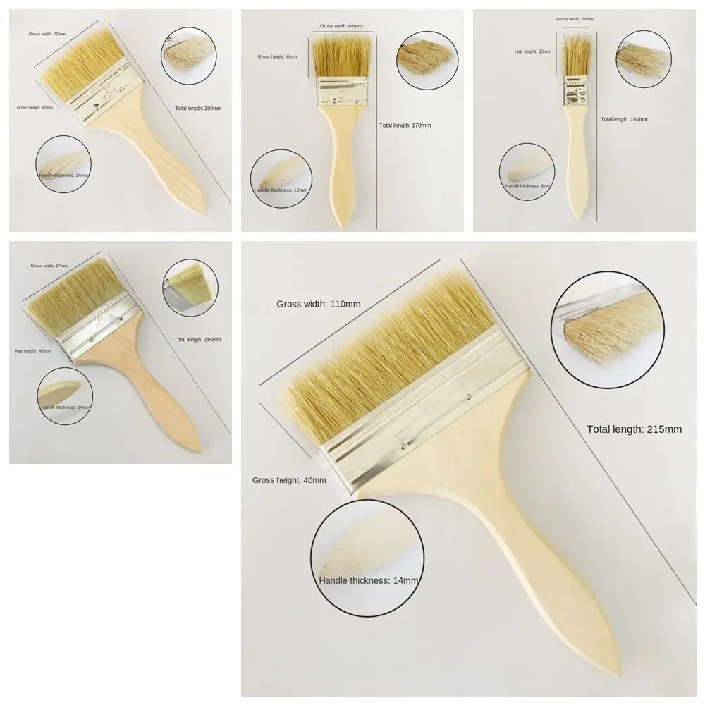 Wooden Handle Bristle Paint Brush Utility Paint Paint Tool Chip Paint Brushes Thickened Acrylic Painting Brush