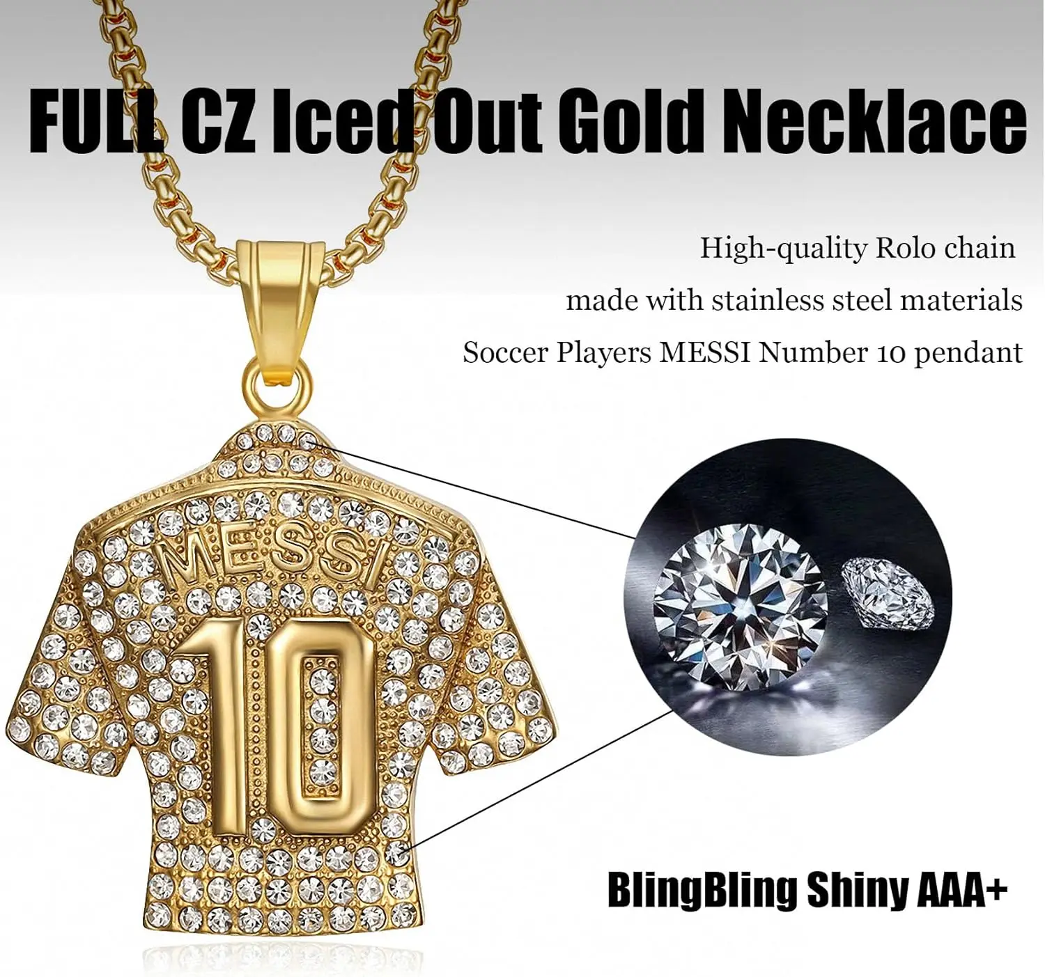 サッカーユニフォームジュニアネックレス、サッカーユニフォームキッズナンバー10ネックレス、男の子メンズファン向けサッカーネックレス