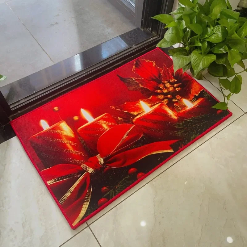 

Рождественская свеча, нескользящий красный ковер, квадраты, искусственное украшение для дома, моющаяся индивидуальная Настройка «сделай сам» 60x90 см