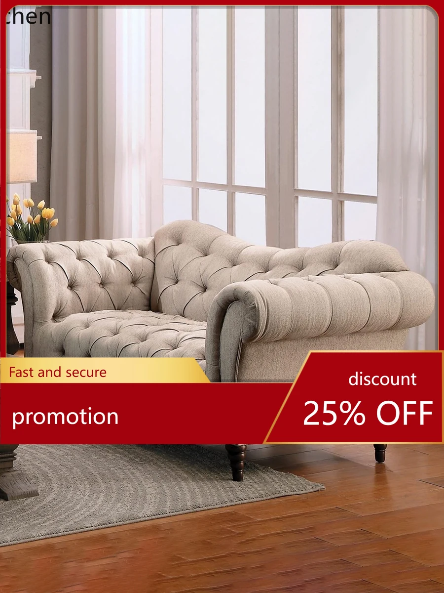 

HXL Solid Wood Sofa Fabric Sofa Set Light Luxury Sofa