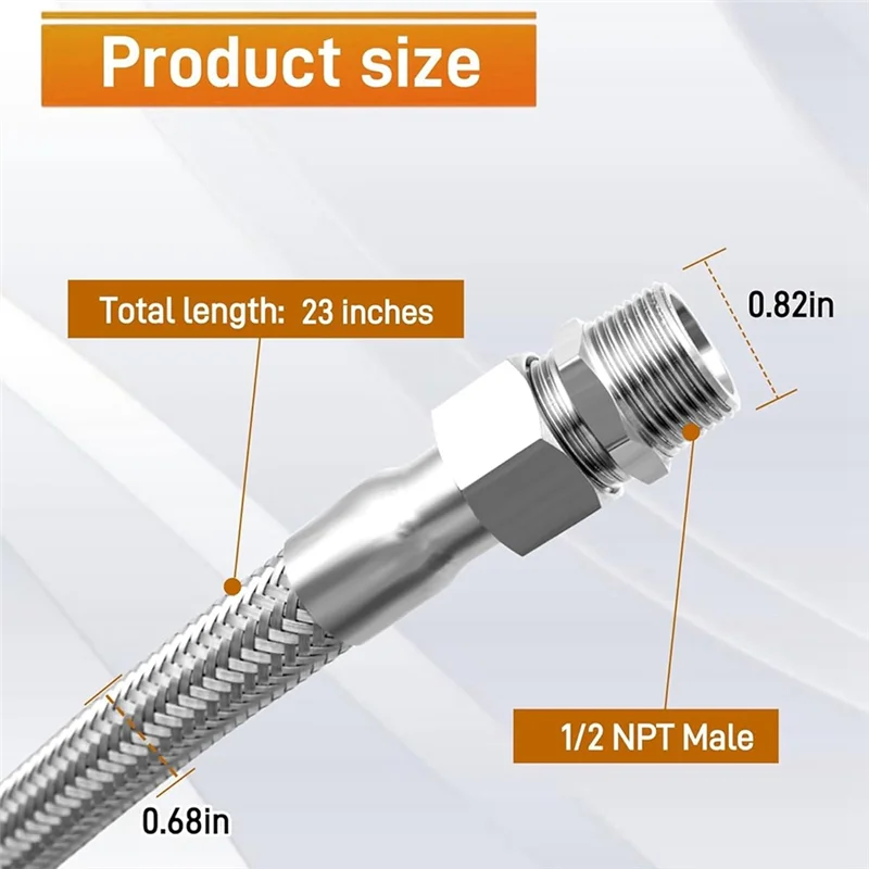 

ABLL-Industrial Grade Compressor Jumper Hose,With Male 20Inch Length 450 PSI &750°F,And Male Adapters