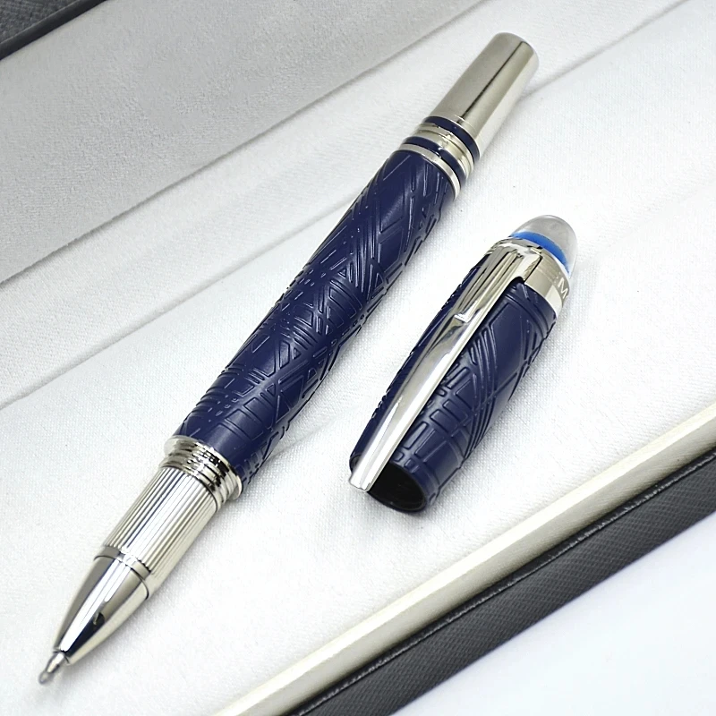 Limited Edition Monte Blue Crystal Rollerball Pen Ballpoint Pen Plating Relief Office Writing Fountain Pen With MB Serial Number