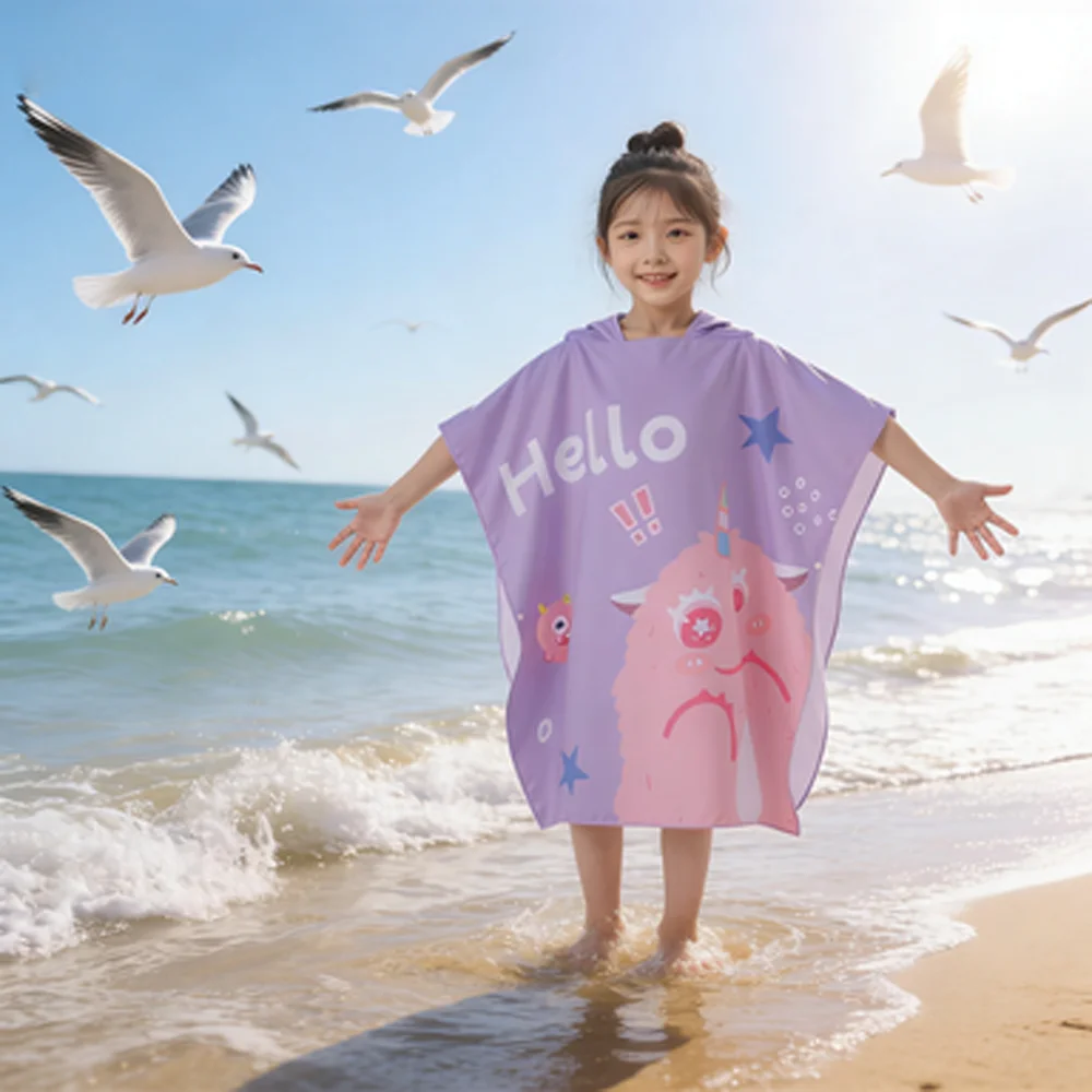 Hooded Baby Bath Towel Robe Quick-Dry Absorbent Newborn Bath Cloak for Boys & Girls Wearable Baby Towel