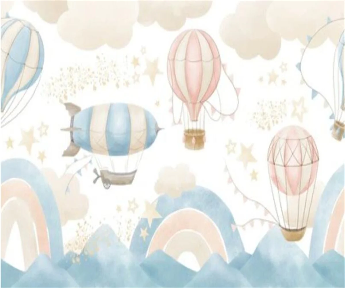 Custom Wallpapers plane cloud sea cartoon hot air balloon children's room background wall Mural home decoration 3d Wallpaper