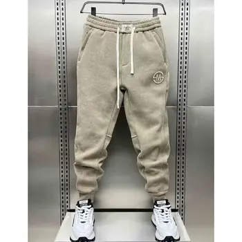 Amerikan günlük erkek pantolonları sonbahar kış için yüksek kaliteli pamuklu pantolon günlük rahat erkek giyim büyük boy gevşek eşofman altı