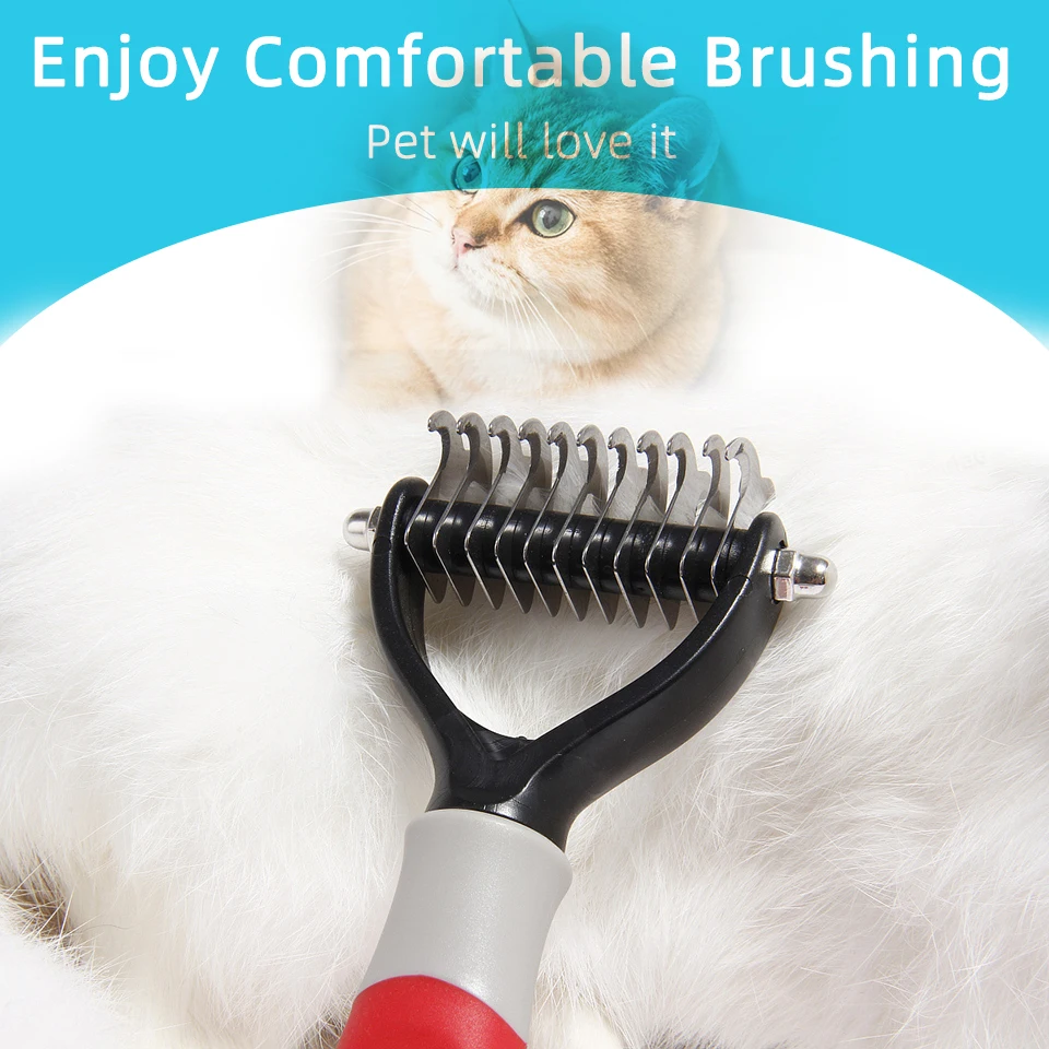 Professional Pet Deshedding Brush 2 Sided Dematting Dog Comb Cat Brush Rake Puppy Grooming Tools Pet fur Remover Dog Accessories