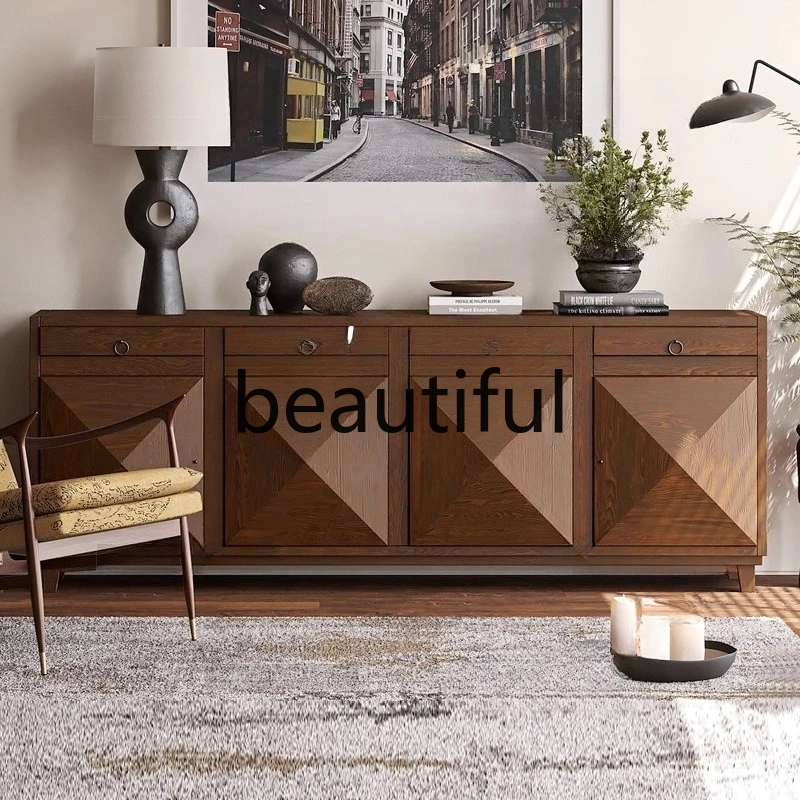 

Nordic retro three-dimensional side cabinet, antique simple TV, large-capacity cabinet