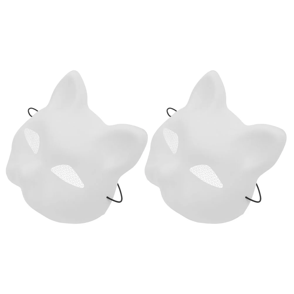 2 uds cara de gato máscara de embrión blanco máscaras de ópera de Halloween carnaval mascarada a granel para fiesta DIY Cosplay accesorios de mujer ropa