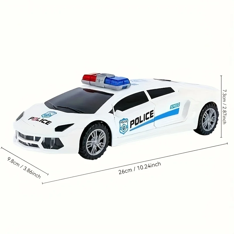 Children's Electric Toy Car 360° Rotation Blue Police Car with Cool Lighting And Music Perfect Holiday Gift