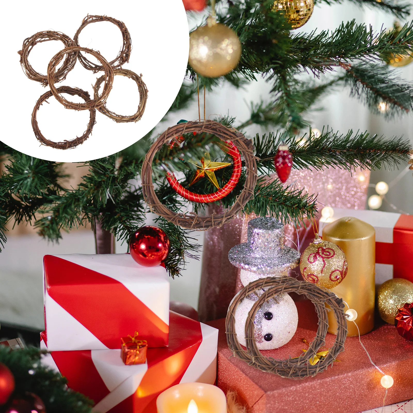 

Wicker Wreath Small Rattan Circle Wedding Decorations Grape Frame Accessory Twig Wreaths Decorate Eucalyptus Garland