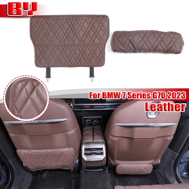 For BMW 7 Series G70 2023+ Kick Mats with Organizer Backseat Protector Seat Covers Accessories Interior Protectors