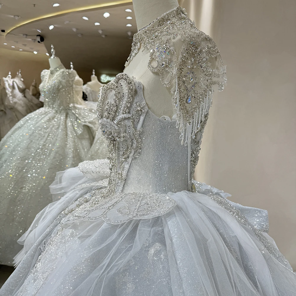 Vestido de novia personalizado con cuentas y cristales exquisitos, vestido de novia sin tirantes, cola de corte, плаajtе сudenдебное Bride Br