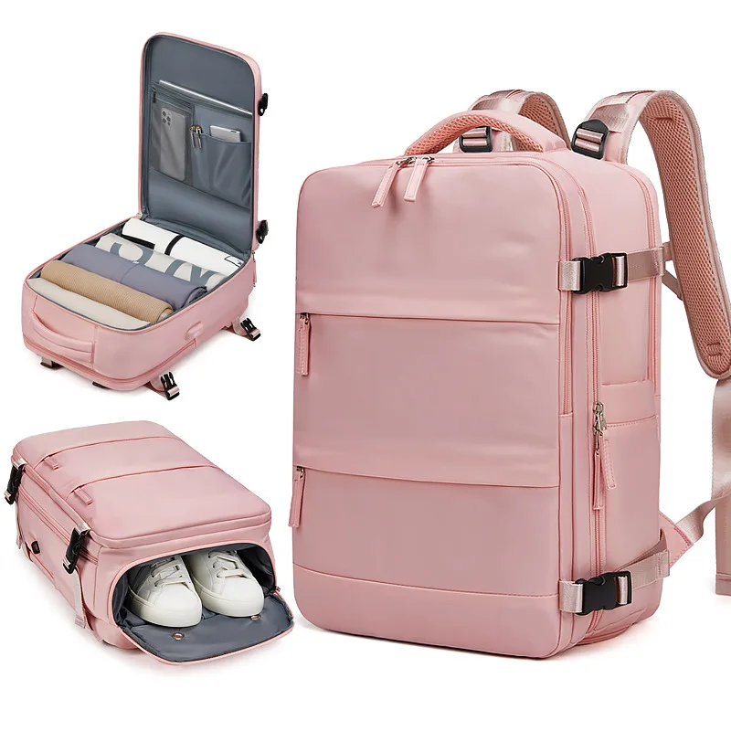 여성 노트북 배낭 15.6 인치 십대 소녀 USB 충전 학교 배낭 독립 신발 가방 여행 배낭 야외 배낭