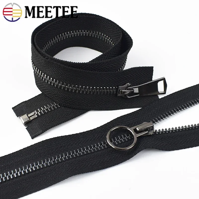 Meetee 5# Black Metal Zippers 15-40cm Close-end 50-150cm Open-end Zip Auto Lock Zips for Coat Garment Shoes Sewing Accessories