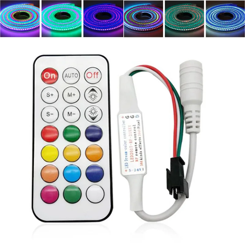 21Keys RF Remote Control Wireless Dimming Controller DC5-24V Dimmers LED Lights for WS2812B WS2811 Led Strip Lights