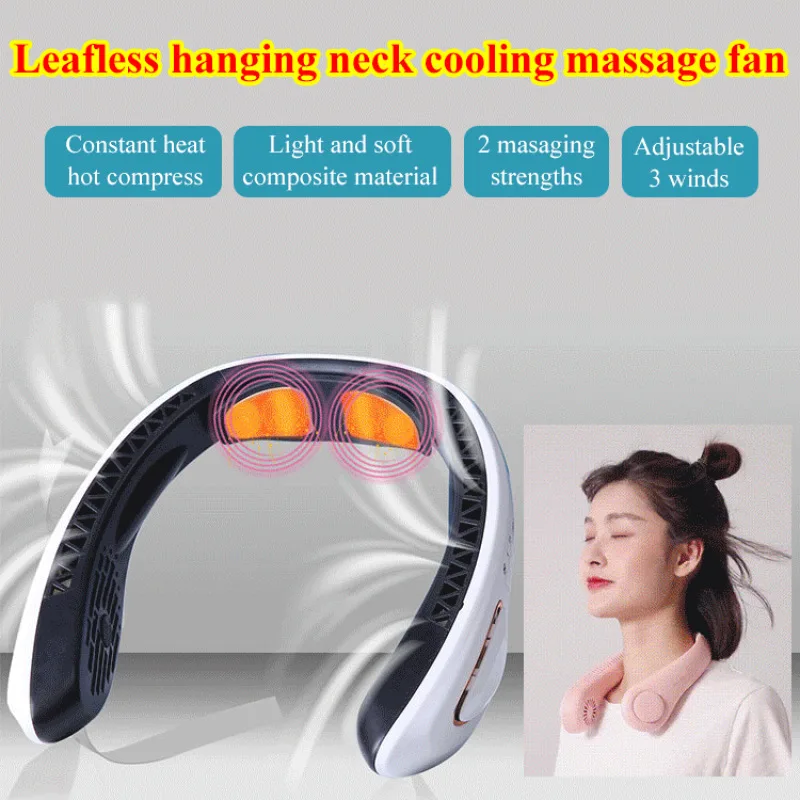 Massagem Bladaless Neck Fan, USB Ajustável, Alta Energia Eólica, Mudo, Esportes ao ar livre, Renovação Inteligente, Fisioterapia, Novo, 2 em 1, 2022