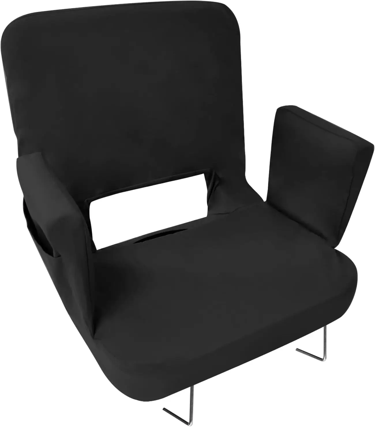 

Stadium Seat for Bleachers with Back Support, 3-Position Reclining Chair, Thick Padded Cushion, Foldable with Hooks (Black)