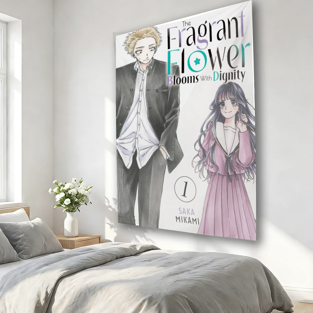 The Fragrant Flower Blooms With Dignity Anime Tapestry, Manga Wall Hanging, School Couple Room Decor for Fans Bedroom Dorm