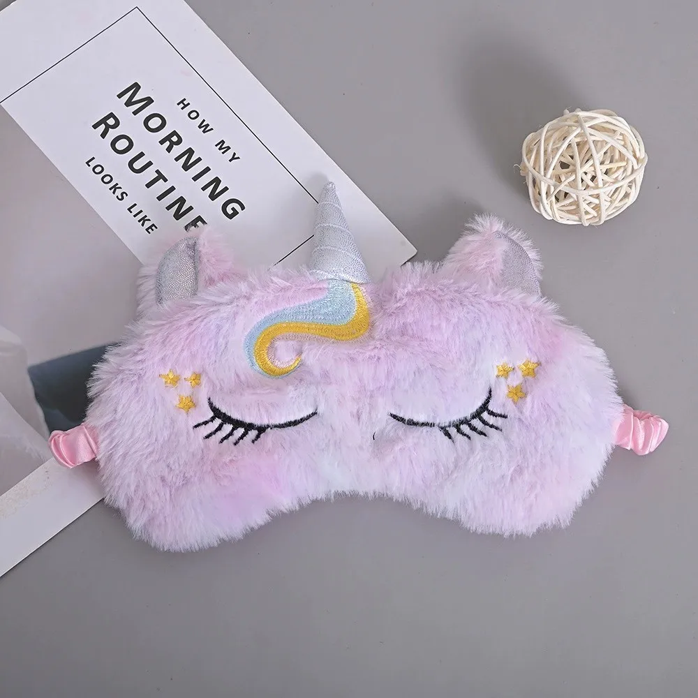 Soft Plush Sleeping Mask Eye Masks Cute Glitter Unicorn Eye Cover Plush Eyepatch Eye Cover Sleeping Blindfold for Travel Rest