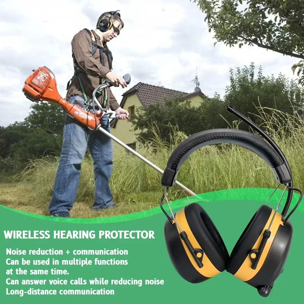 NEW Upgraded 5.3 Bluetooth Hearing Protection AM/FM Radio Headphones, Noise Reduction Safety Earmuffs for Mowing Lawn Work