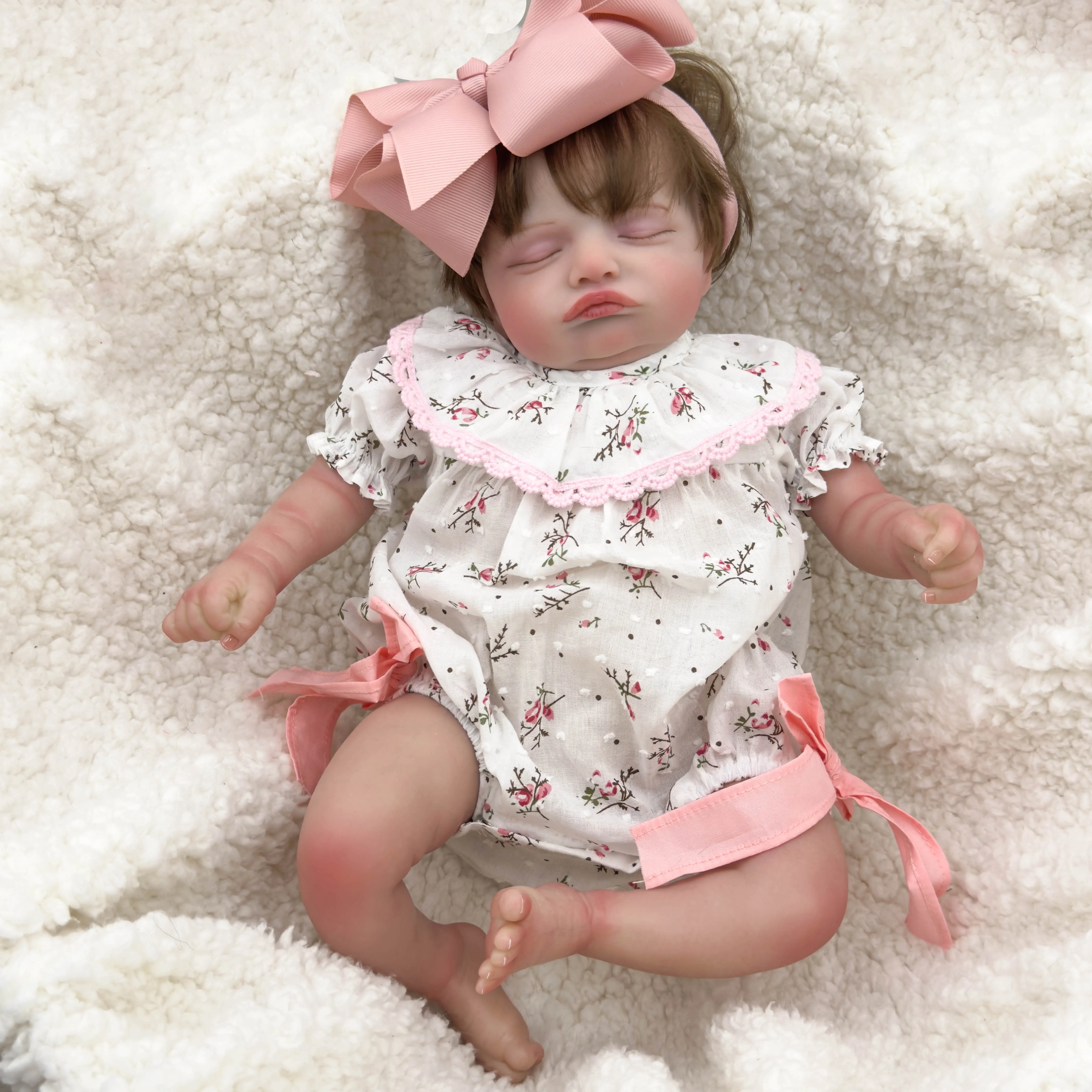 NPK 49CM Rosalie Newborn Baby Doll - Hand-Painted Reborn with Genesis High-Quality 3D Skin Tone Already Painted Collectible Toy