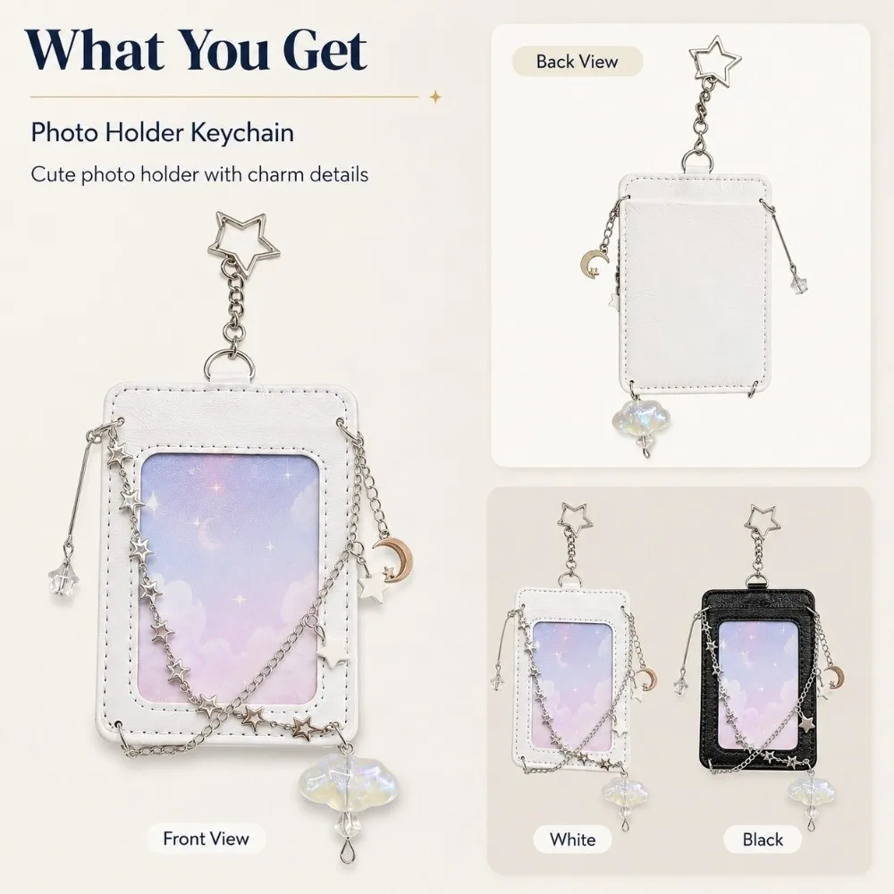 Portable PU Leather Photocard Holder Star Chain Decor Y2K Y2K Card Holder Card Protector Kpop Fans