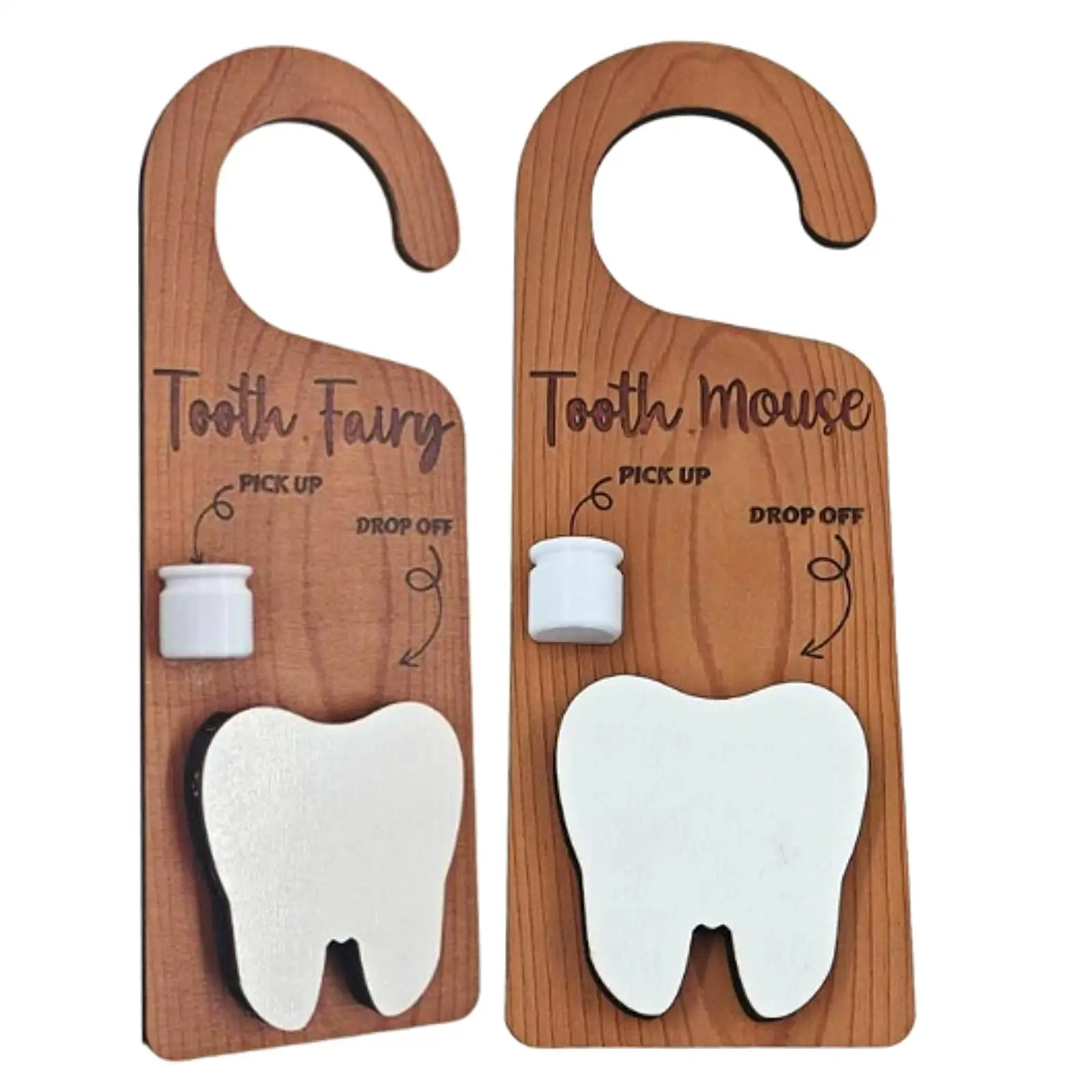 Wooden Tooth Door Hanger Tooth Pick up Box Wood Plaque Nursery Decorative Sign for Room Birthday Bedroom Children