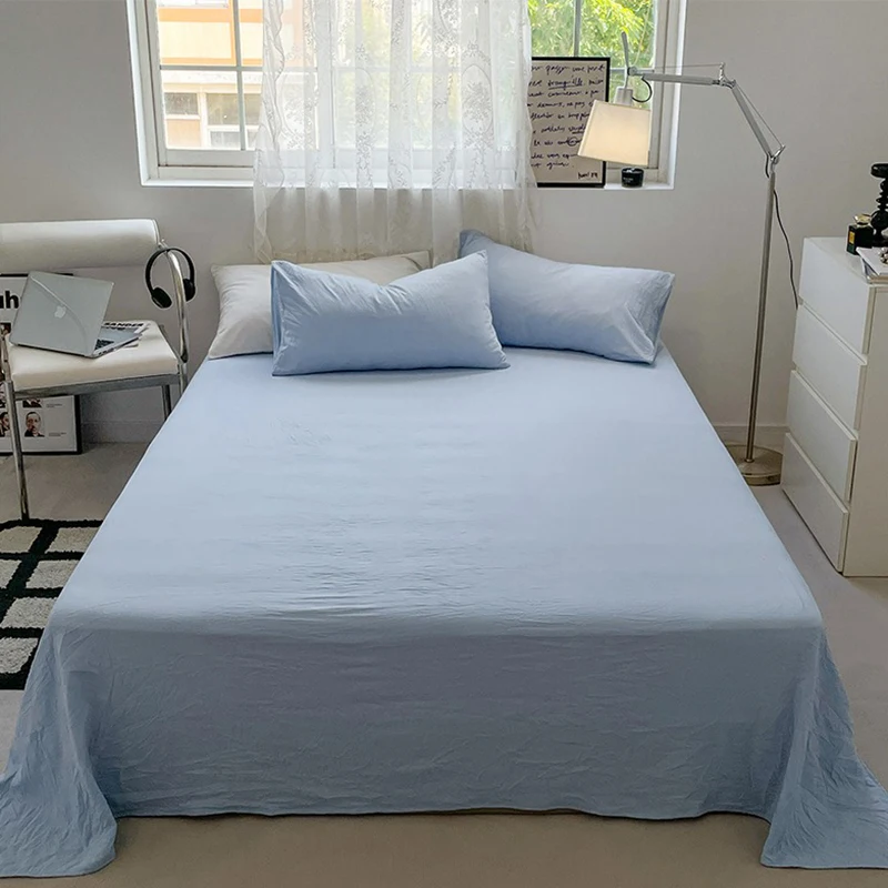 Skin-friendly home Bed Comforter Set Abraded Washed Cotton Four-piece Set Super Smooth Pleated Queen King Size Bed Sheet Set