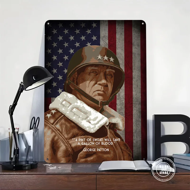 PATTON PINT OF SWEAT Printing Poster Customized Retro Wall Art Vintage Metal Signs for Room Bedroom Decoration Gaming Desk Decor