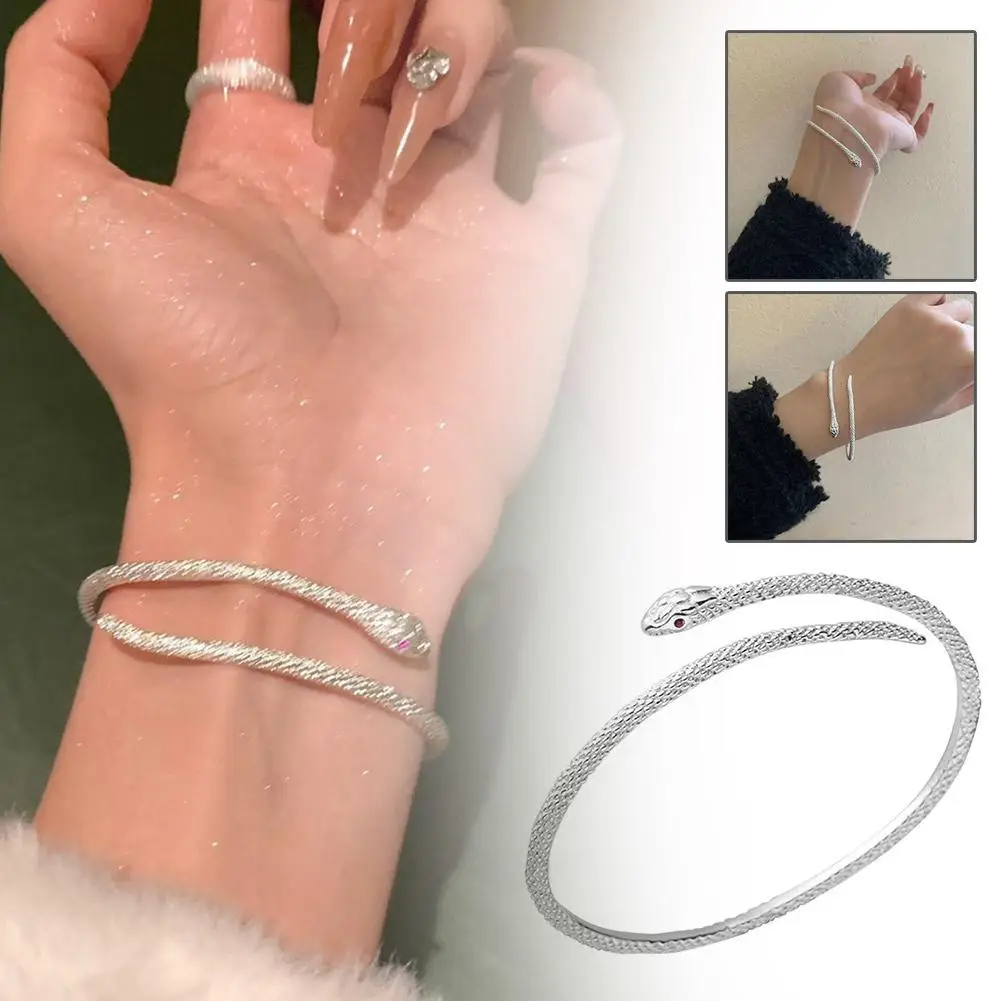 Punk Shape Bracelet for Women Personality Fashion Simple Adjustable Bracelet Wedding Jewelry Silver Colour Snake Bracelet K4P4