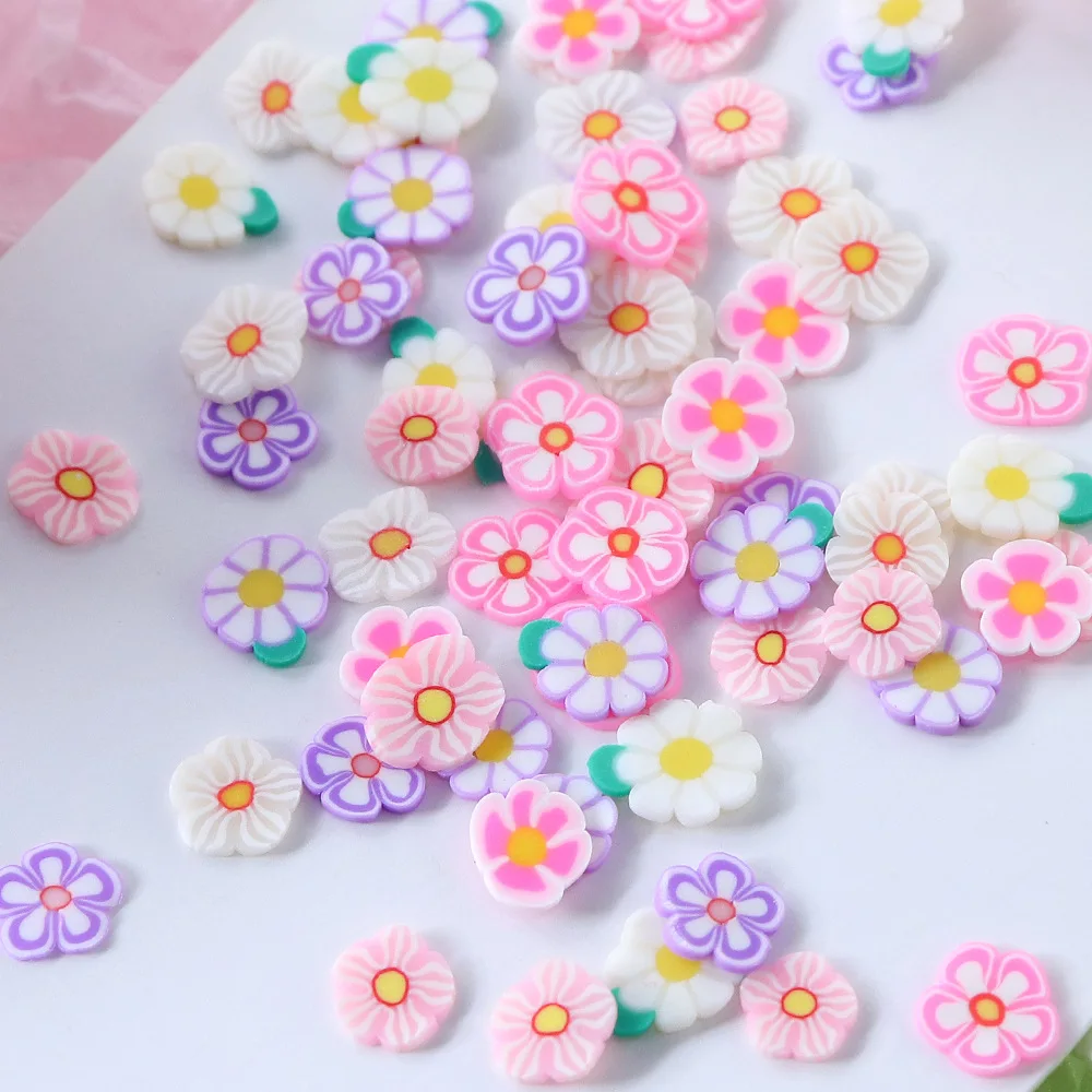 10g fiore per unghie gioielli fatti a mano fai da te Slime Filler accessori ceramica morbida Cute Nail Art patch Daisy Polymer Clay paillettes